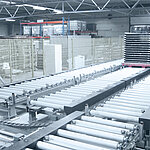 Roller conveyor in a production plant